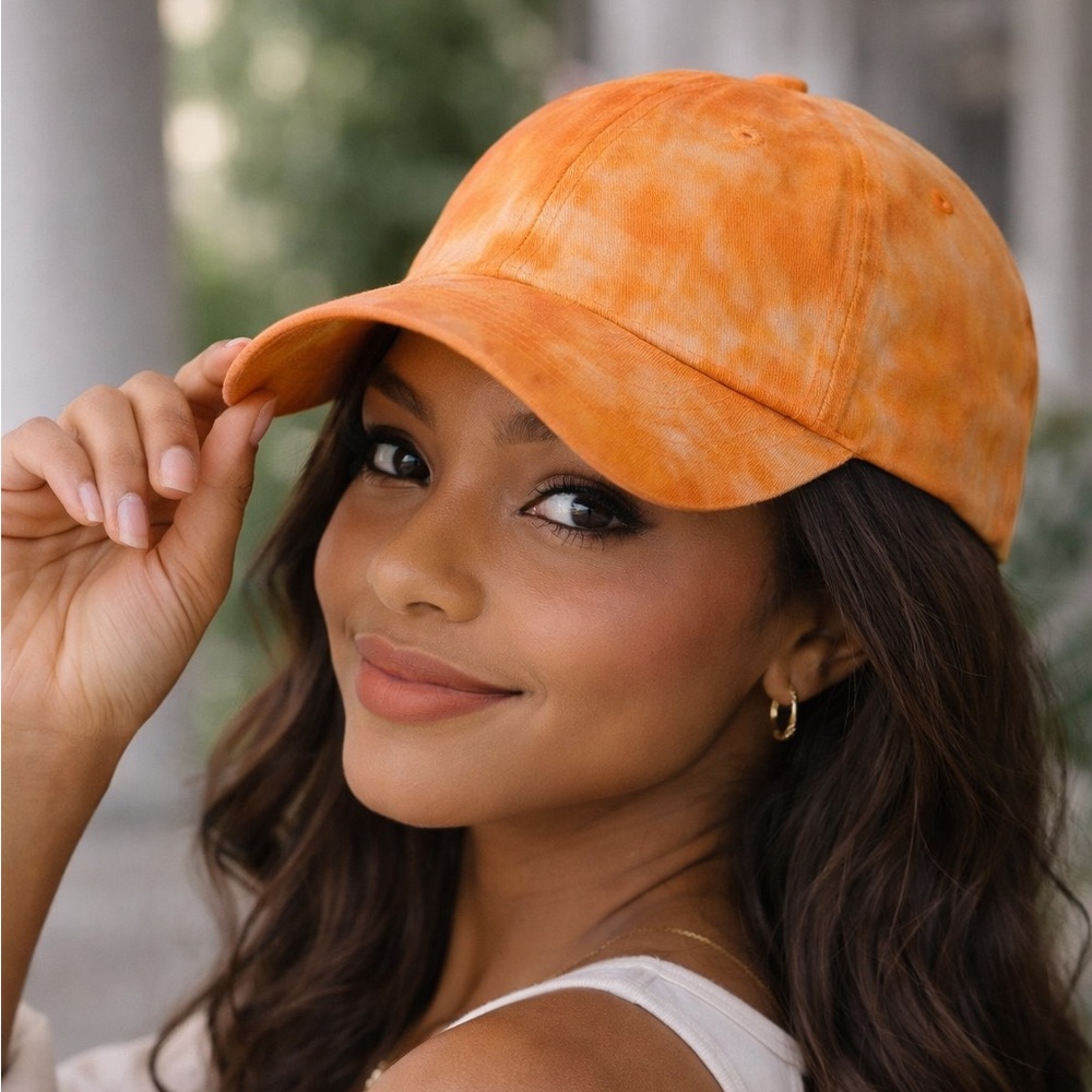 Orange tie-dye baseball cap • relaxed fit